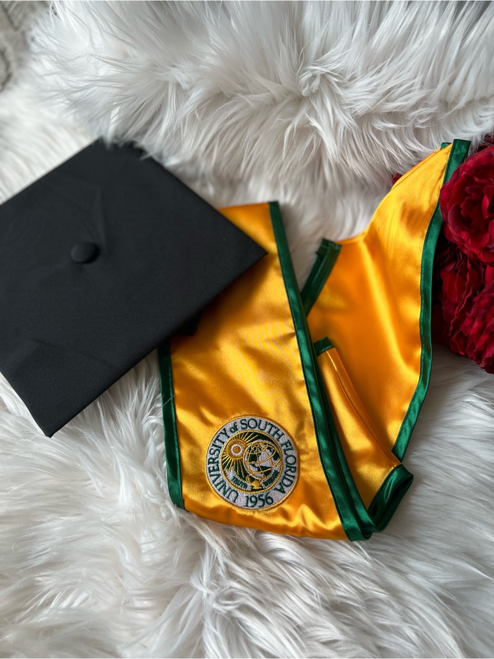 USF Graduation Black Master’s Cap and Stole Ribbon